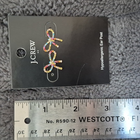 Hypoallergenic Rainbow 🌈 Rhinstone Bow Earrings From J. Crew! NWT! - Picture 7 of 8